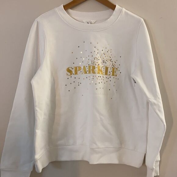 1901 Nordstrom Graphic Gold Sparkle Sweater Size Large - Picture 3 of 7